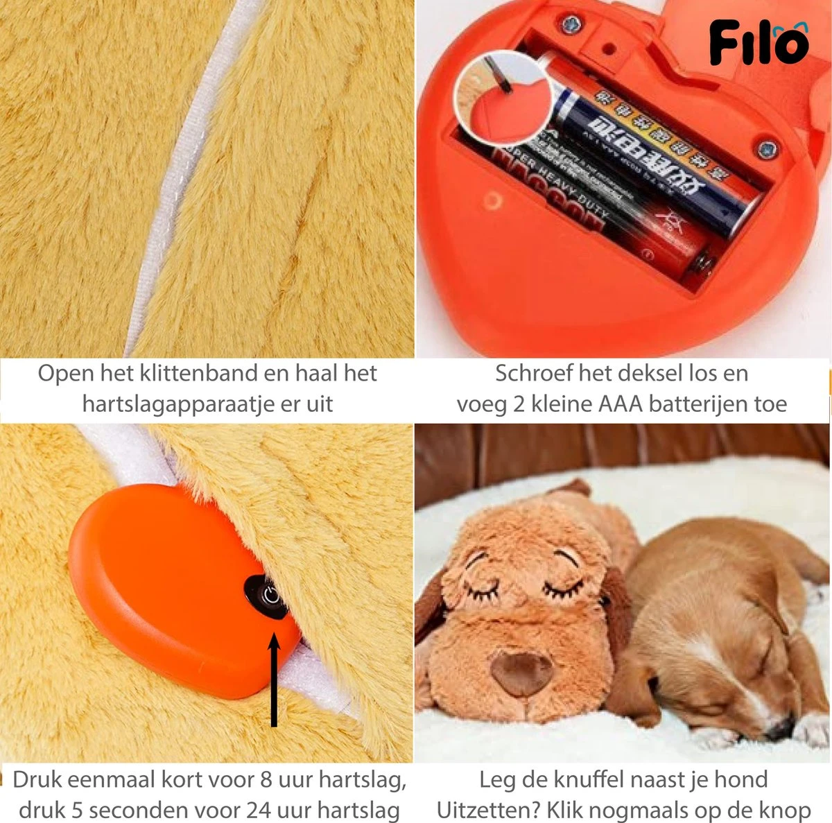 Filo Hondenknuffel Met Hartslag En Warmtebron - Hartslagknuffel Hondenspeelgoed Snuggle Puppy - Knuffel Met Hartslag - Heartbeat Knuffel Hond 11 Filo Hondenknuffel Met Hartslag En Warmtebron - Hartslagknuffel Hondenspeelgoed Snuggle Puppy - Knuffel Met Hartslag - Heartbeat Knuffel Hond - Image 9