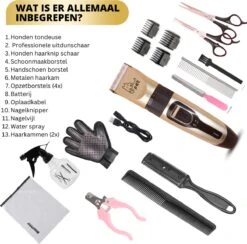 BeautyFit - 16-delig Hondentondeuse Set - Professionele Honden Trimset - Dieren Tondeuse Voor Dikke Vacht - Meest Complete Set - Inclusief 4 Opzetkammen - Hondenschaar - Mist Verstuiver - Handschoen Borstel - Nagelknipper -Huisdierbenodigdheden Korting 1200x1187 4