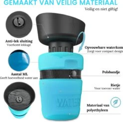 VEDIC® - Honden Drinkfles Blauw - Lekvrije Waterfles - Bidon - BPA Vrij - Voor Onderweg - 520ML -Huisdierbenodigdheden Korting 1200x1188 15