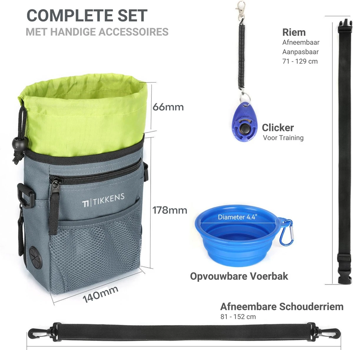 TIKKENS® Honden Belonings Tasje - Honden Snoepjes/Snacks - Honden Speelgoed - Intelligentie Training - Grijs/Zwart 5 TIKKENS® Honden Belonings Tasje - Honden Snoepjes/Snacks - Honden Speelgoed - Intelligentie Training - Grijs/Zwart - Image 3