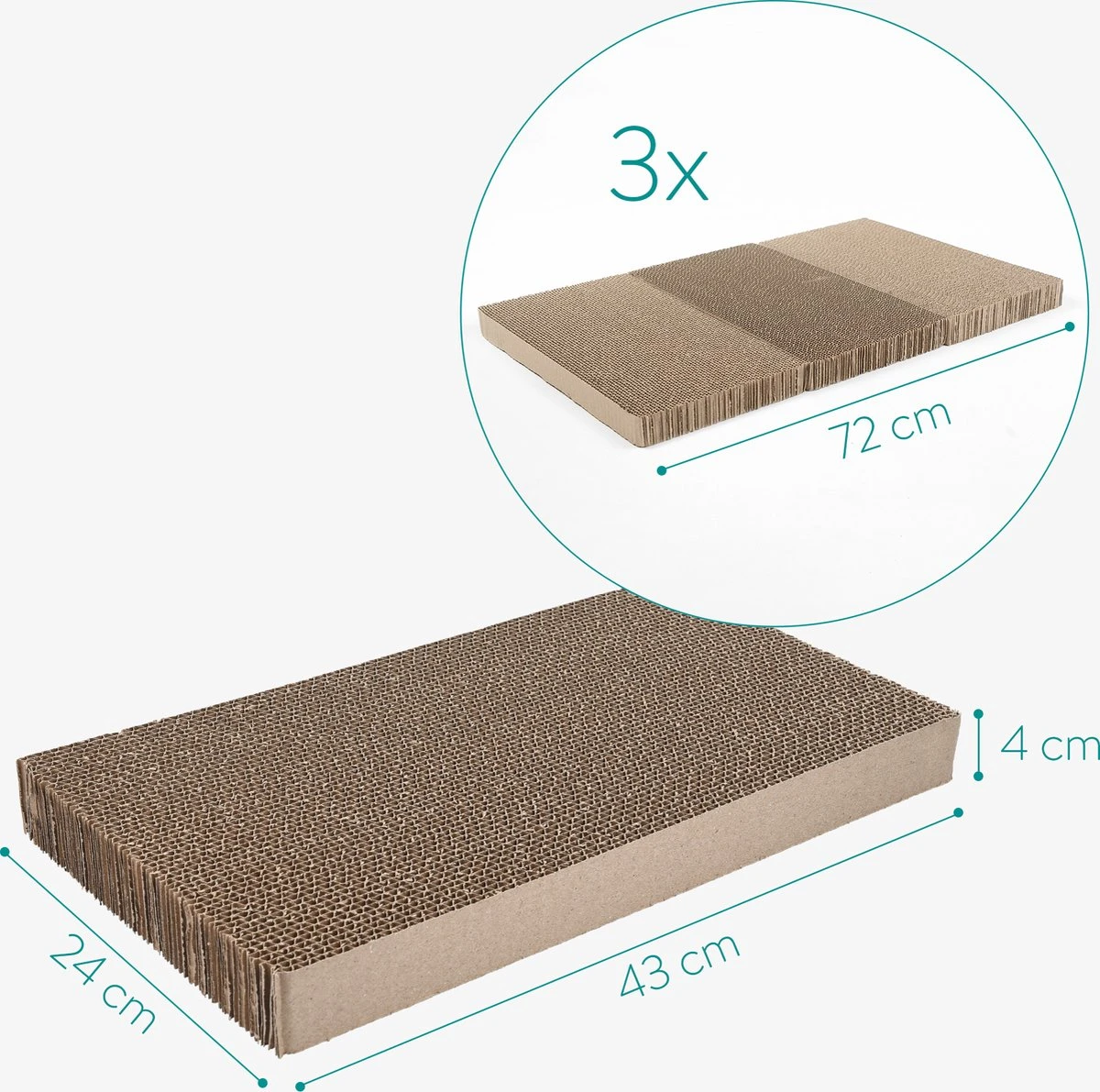 Navaris Katten Krabmat Set X3 - Smalle Krabplanken Om Te Krabben Van Karton - 43 X 24 X 4 Cm - Voor Kleine En Grote Katten 6 Navaris Katten Krabmat Set X3 - Smalle Krabplanken Om Te Krabben Van Karton - 43 X 24 X 4 Cm - Voor Kleine En Grote Katten - Image 4
