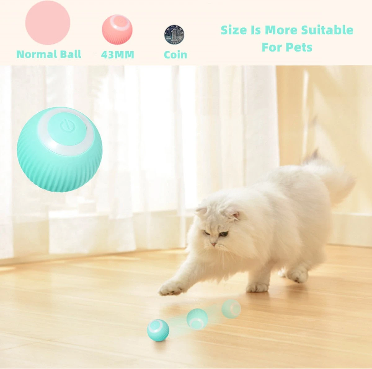 Merkloos Pecute® Elektrische Speelbal - Slimme Interactieve Zelfrollende Bal - Kat En Hond Speelgoed - Kattenspeelgoed - Blauw 6 Merkloos Pecute® Elektrische Speelbal - Slimme Interactieve Zelfrollende Bal - Kat En Hond Speelgoed - Kattenspeelgoed - Blauw - Image 4