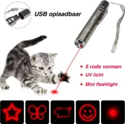 Merkloos Hoogwaardig Laserlampje Voor Katten | USB Oplaadbaar | 7 In 1 Laserpen | Laserpen | Zaklamp | Kattenspeeltje | Kattenspeelgoed | Zilver | Laserpointer Rood/groen | UV Licht -Huisdierbenodigdheden Korting 1200x1193 29