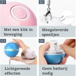 Otiume Elektrische Speelbal - Slimme Interactieve Zelfrollende Bal - Speelgoed Voor Katten - Kattenspeelgoed - Blauw -Huisdierbenodigdheden Korting 1200x1193 31