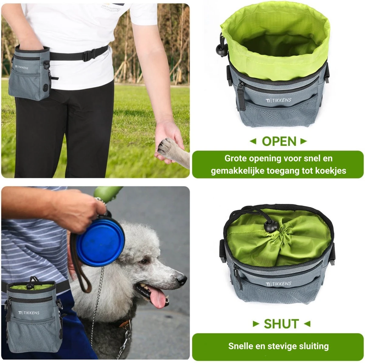 TIKKENS® Honden Belonings Tasje - Honden Snoepjes/Snacks - Honden Speelgoed - Intelligentie Training - Grijs/Zwart 4 TIKKENS® Honden Belonings Tasje - Honden Snoepjes/Snacks - Honden Speelgoed - Intelligentie Training - Grijs/Zwart - Image 2