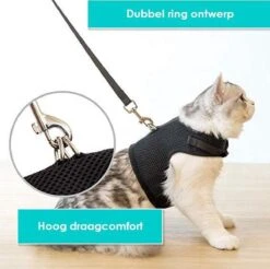 Zootic Kattentuigje Met Leiband Riem Kattenharnas Zwart Maat M Kat & Kitten - Halsomvang 20 Tot 26cm - Borstomvang 30 Tot 34cm -Huisdierbenodigdheden Korting 1200x1195 49