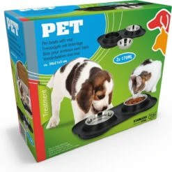 Merkloos Pet Treatment - Voerbakken Voor Huisdier Met Onderlegger - 2 X 170 Milliliter - RVS En Kunststof -Huisdierbenodigdheden Korting 1200x1196 18