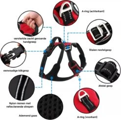 Hondenharnas – Inclusief Hondenriem – Reflecterend – Hondentuig – Hondenriem – Y Tuig Hond - Anti Trek Tuig - Zwart – Maat M -Huisdierbenodigdheden Korting 1200x1197 24