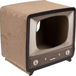 District 70 TELLY - Retro TV Krabmeubel - Instagrammable Kartonnen TV Voor Katten - 39 X 27 X 37 Cm -Huisdierbenodigdheden Korting 1200x1197 55