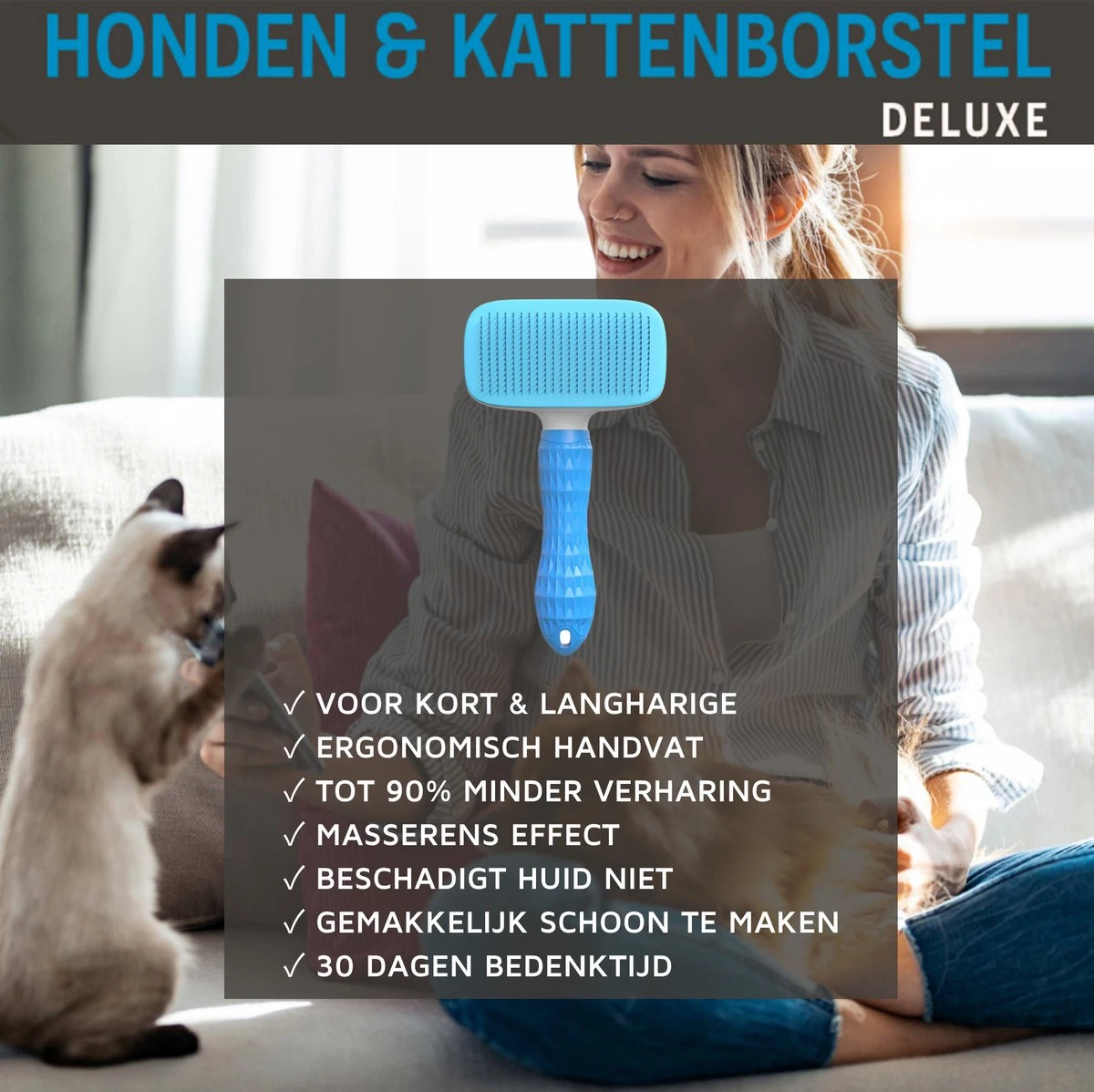 Professionele Kattenborstel/Hondenborstel + BONUS - Bovenvacht | Ondervacht - Langharige | Kortharige - Haarverwijderaar Voor Huisdieren - Kattenkam - Hondenkam 6 Professionele Kattenborstel/Hondenborstel + BONUS - Bovenvacht | Ondervacht - Langharige | Kortharige - Haarverwijderaar Voor Huisdieren - Kattenkam - Hondenkam - Image 4