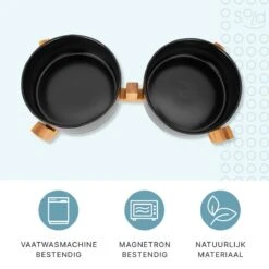 Voerbak Hond - Drinkbak - Met Standaard - 2x 800 Ml - Maat M - Zwart -Huisdierbenodigdheden Korting 1200x1200 1002