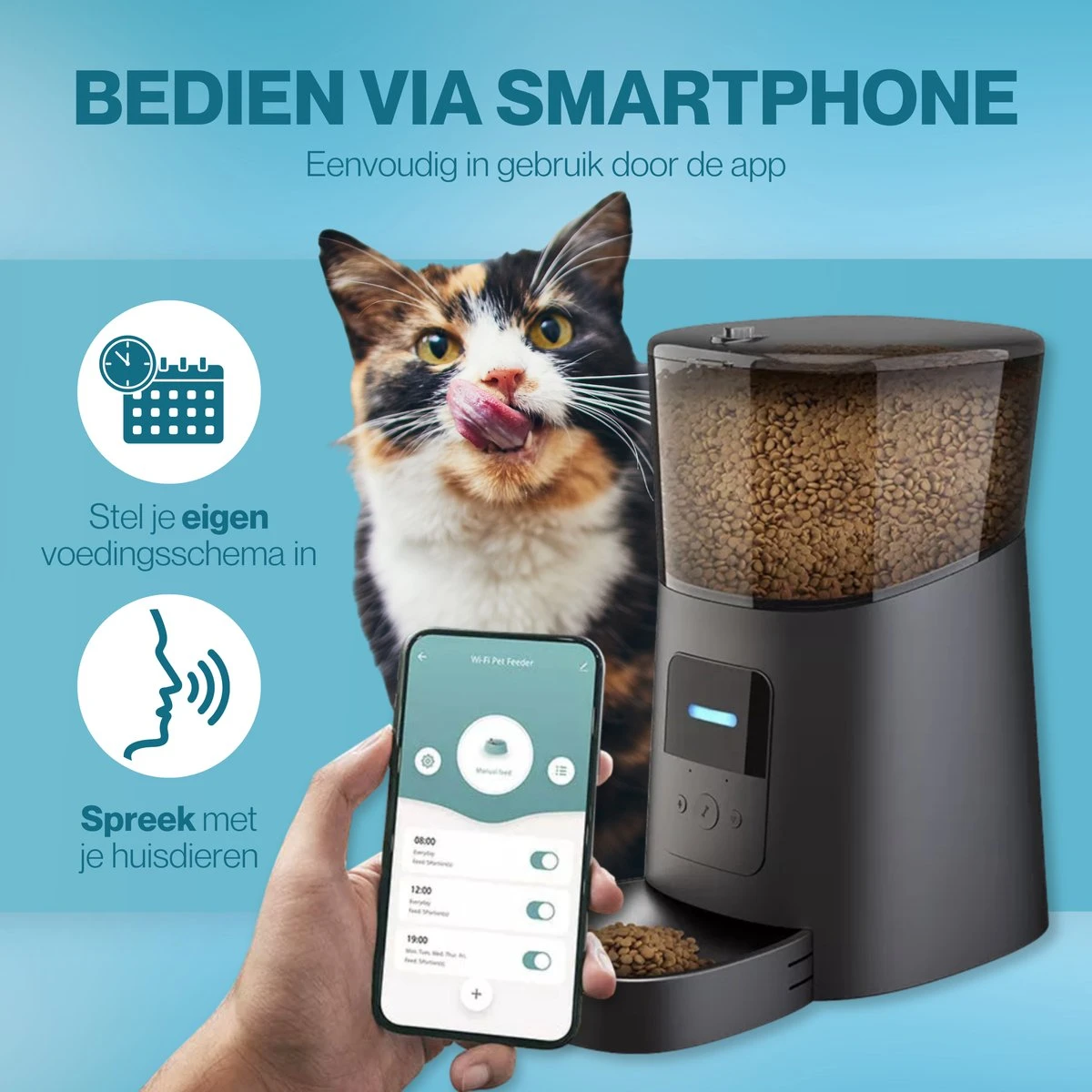 Petsy Ways Automatische Voerbak - Voor Hond & Kat - Voerdispenser - Met Wifi - Microfoon - 6 Liter 8 Petsy Ways Automatische Voerbak - Voor Hond & Kat - Voerdispenser - Met Wifi - Microfoon - 6 Liter - Image 6