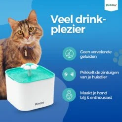 Minaro - Drinkfontein Kat - Drinkfontein Hond & Kat - Inclusief 4 Filters - Kattenfontein - Ultra Stil - Geruisloos - 2.5 Liter - Drinkbak Voor Dieren - Wit & Blauw -Huisdierbenodigdheden Korting 1200x1200 1110