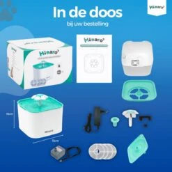Minaro - Drinkfontein Kat - Drinkfontein Hond & Kat - Inclusief 4 Filters - Kattenfontein - Ultra Stil - Geruisloos - 2.5 Liter - Drinkbak Voor Dieren - Wit & Blauw -Huisdierbenodigdheden Korting 1200x1200 1112