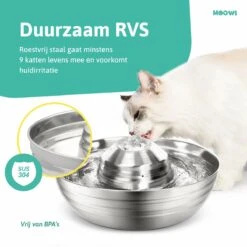 Moowi – RVS Drinkfontein Voor Kat En Hond - Fluisterstil - Incl. 3 Filters - Vaatwasserbestendig - Drinkbak Hond - USB Stekker -Huisdierbenodigdheden Korting 1200x1200 1113