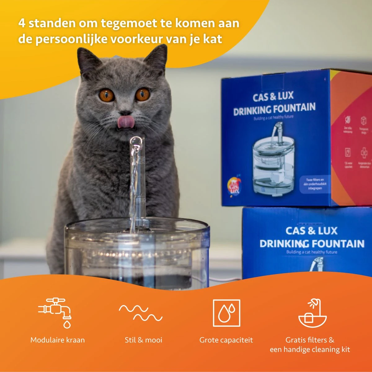 Cas & Lux Stijlvolle Drinkfontein Voor Katten - Drinkfontein - Inclusief 2x Filters En Schoonmaak Kit - 1.5L - Waterfontein - Super Stil 4 Cas & Lux Stijlvolle Drinkfontein Voor Katten - Drinkfontein - Inclusief 2x Filters En Schoonmaak Kit - 1.5L - Waterfontein - Super Stil - Image 2