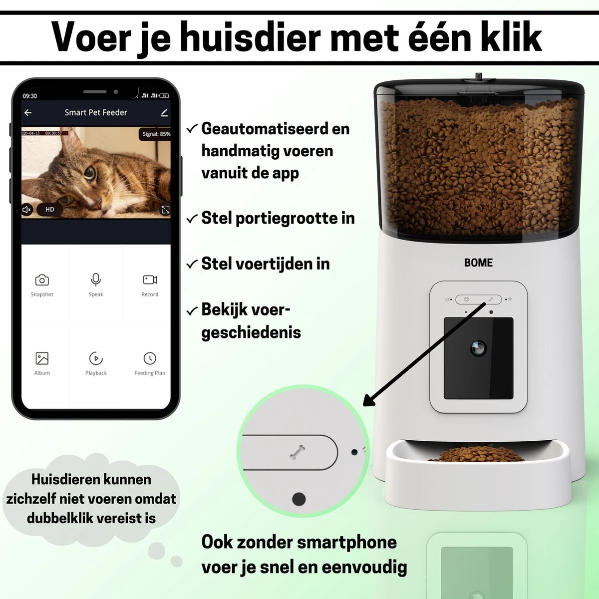 BOME Voerautomaat - Camera En Audio - Inclusief SD-Kaart - Automatische Voerbak Kat Of Hond - Wit 4 BOME Voerautomaat - Camera En Audio - Inclusief SD-Kaart - Automatische Voerbak Kat Of Hond - Wit - Image 2