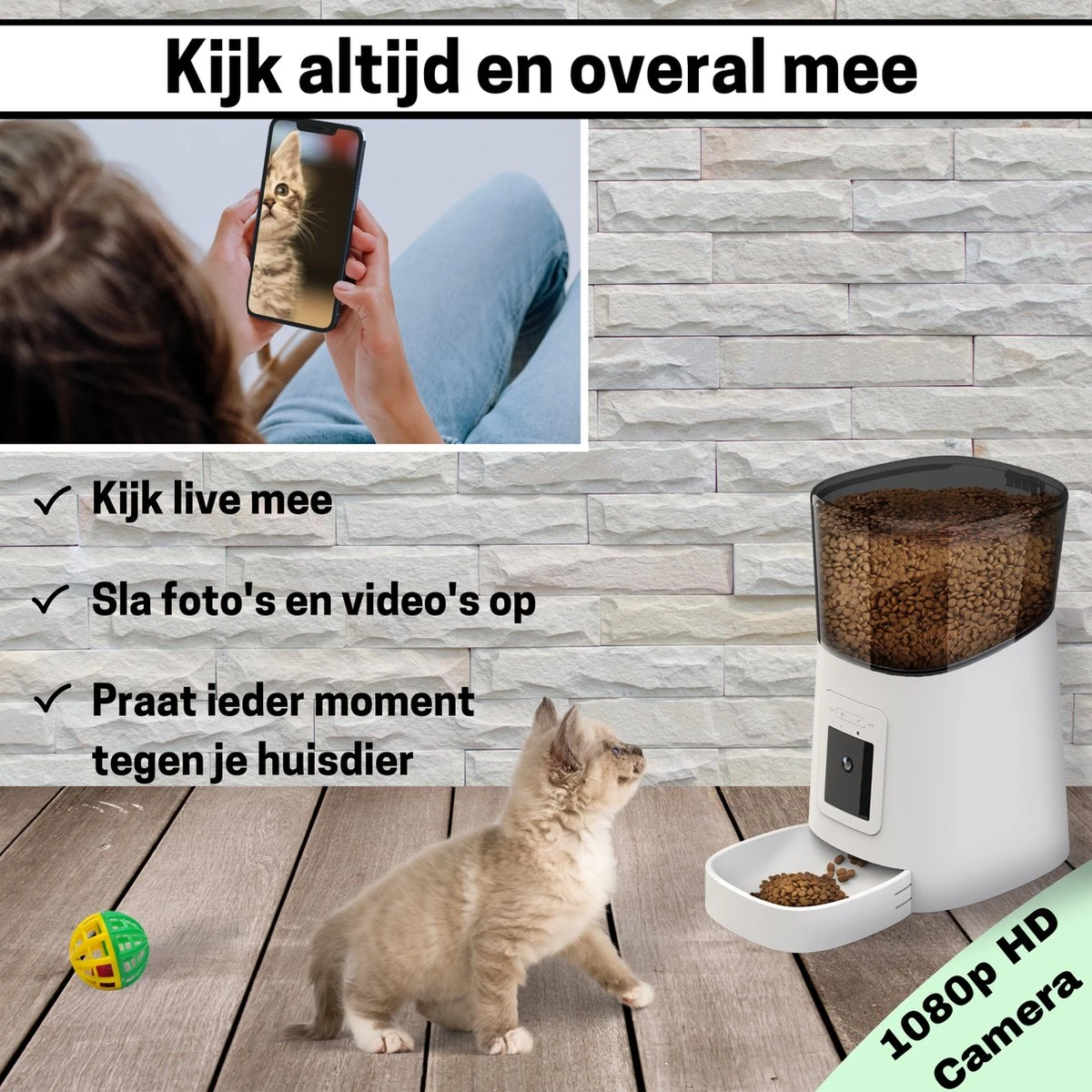 BOME Voerautomaat - Camera En Audio - Inclusief SD-Kaart - Automatische Voerbak Kat Of Hond - Wit 5 BOME Voerautomaat - Camera En Audio - Inclusief SD-Kaart - Automatische Voerbak Kat Of Hond - Wit - Image 3