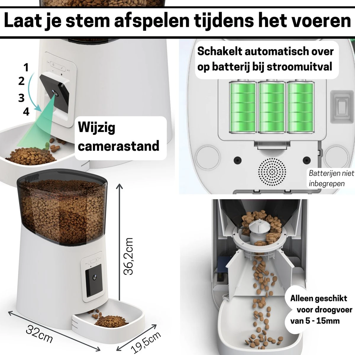 BOME Voerautomaat - Camera En Audio - Inclusief SD-Kaart - Automatische Voerbak Kat Of Hond - Wit 9 BOME Voerautomaat - Camera En Audio - Inclusief SD-Kaart - Automatische Voerbak Kat Of Hond - Wit - Image 7
