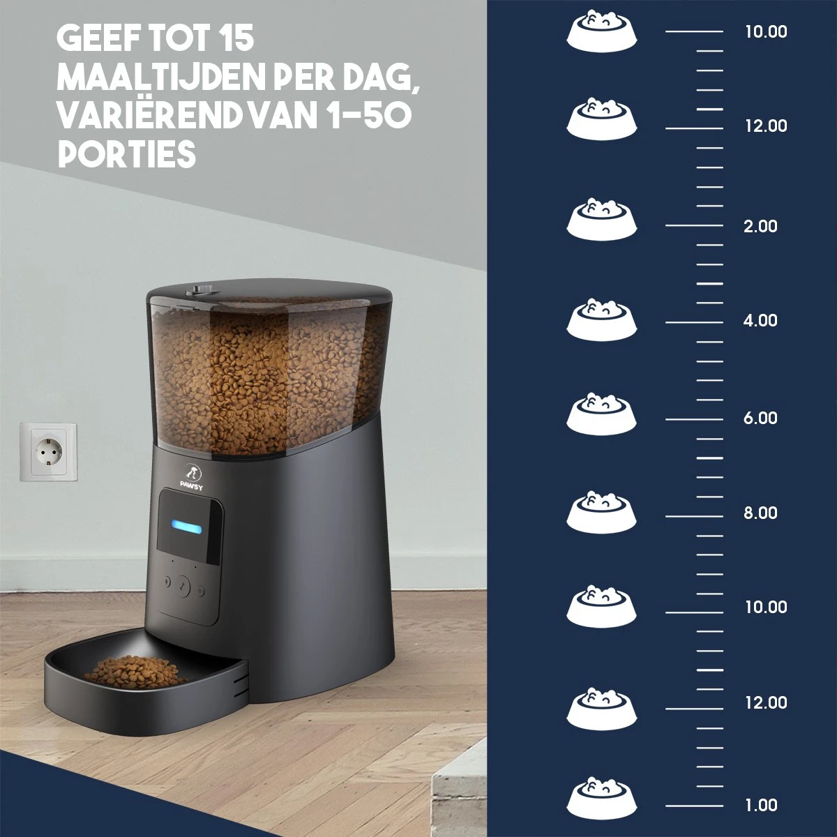 Pawsy® AR1 - Automatische Voerbak – Automatische Voederbak Kat - Kattenvoerautomaat - Voerdispenser - Zwart - 6L - Smart App – Instelbaar Voedingsschema Voor Huisdier – GRATIS Opscheplepel 14 Pawsy® AR1 - Automatische Voerbak – Automatische Voederbak Kat - Kattenvoerautomaat - Voerdispenser - Zwart - 6L - Smart App – Instelbaar Voedingsschema Voor Huisdier – GRATIS Opscheplepel - Image 12