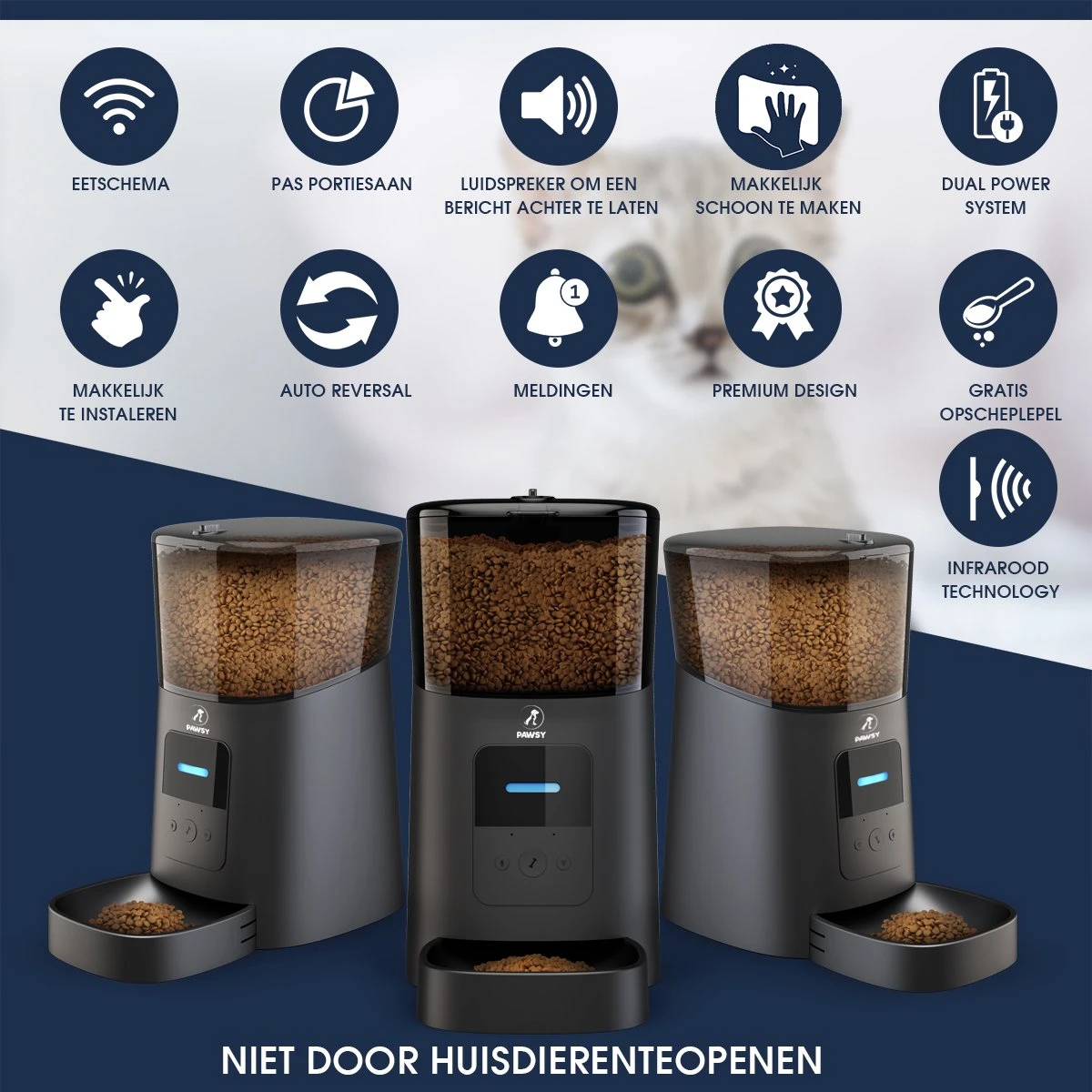 Pawsy® AR1 - Automatische Voerbak – Automatische Voederbak Kat - Kattenvoerautomaat - Voerdispenser - Zwart - 6L - Smart App – Instelbaar Voedingsschema Voor Huisdier – GRATIS Opscheplepel 17 Pawsy® AR1 - Automatische Voerbak – Automatische Voederbak Kat - Kattenvoerautomaat - Voerdispenser - Zwart - 6L - Smart App – Instelbaar Voedingsschema Voor Huisdier – GRATIS Opscheplepel - Image 15