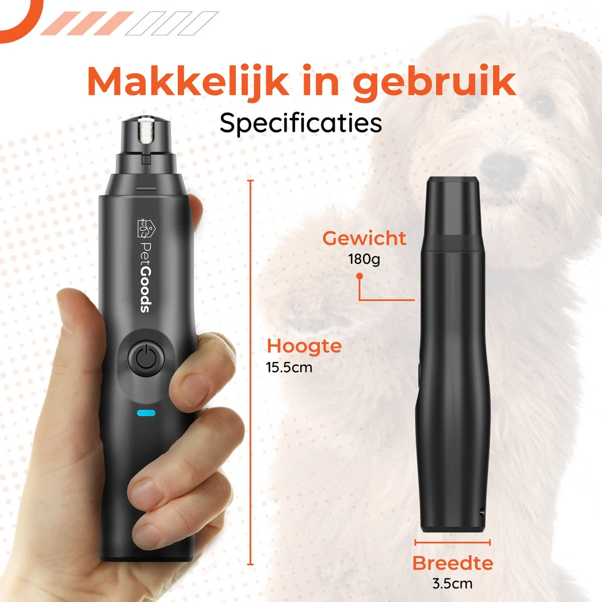 PetGoods Elektrische Nagel Vijl Voor Huisdieren - Incl. 2 Vijlen - Honden/Katten/Dieren - Draadloos 9 PetGoods Elektrische Nagel Vijl Voor Huisdieren - Incl. 2 Vijlen - Honden/Katten/Dieren - Draadloos - Image 7