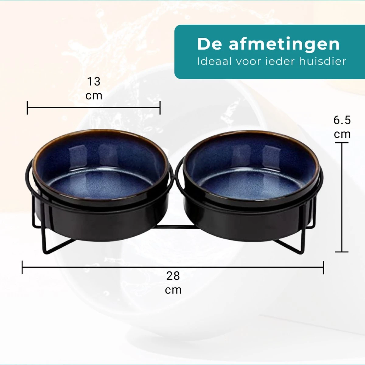 Homefy Voerbak Hond/Kat - Metalen Standaard - 2 X 400 ML - Zwart/Blauw 6 Homefy Voerbak Hond/Kat - Metalen Standaard - 2 X 400 ML - Zwart/Blauw - Image 4