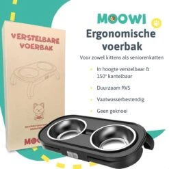 Moowi - In Hoogte Verstelbare Voerbak Voor Kat - Dubbele RVS Etensbak - Ook Voor Kleine Hond - Drinkbak - Ergonomisch - 350 ML - 14 CM - Zwart 22 Moowi - In Hoogte Verstelbare Voerbak Voor Kat - Dubbele RVS Etensbak - Ook Voor Kleine Hond - Drinkbak - Ergonomisch - 350 ML - 14 CM - Zwart -Huisdierbenodigdheden Korting 1200x1200 1380