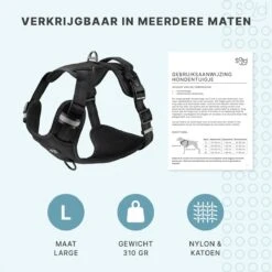 Hondentuigje - Anti-Trek Tuig - Hondenharnas - Y Tuig Hond - Reflecterend - Zwart - Maat L -Huisdierbenodigdheden Korting 1200x1200 1447