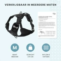 Hondentuigje - Anti-Trek Tuig - Hondenharnas - Y Tuig Hond - Reflecterend - Zwart - Maat M -Huisdierbenodigdheden Korting 1200x1200 1474