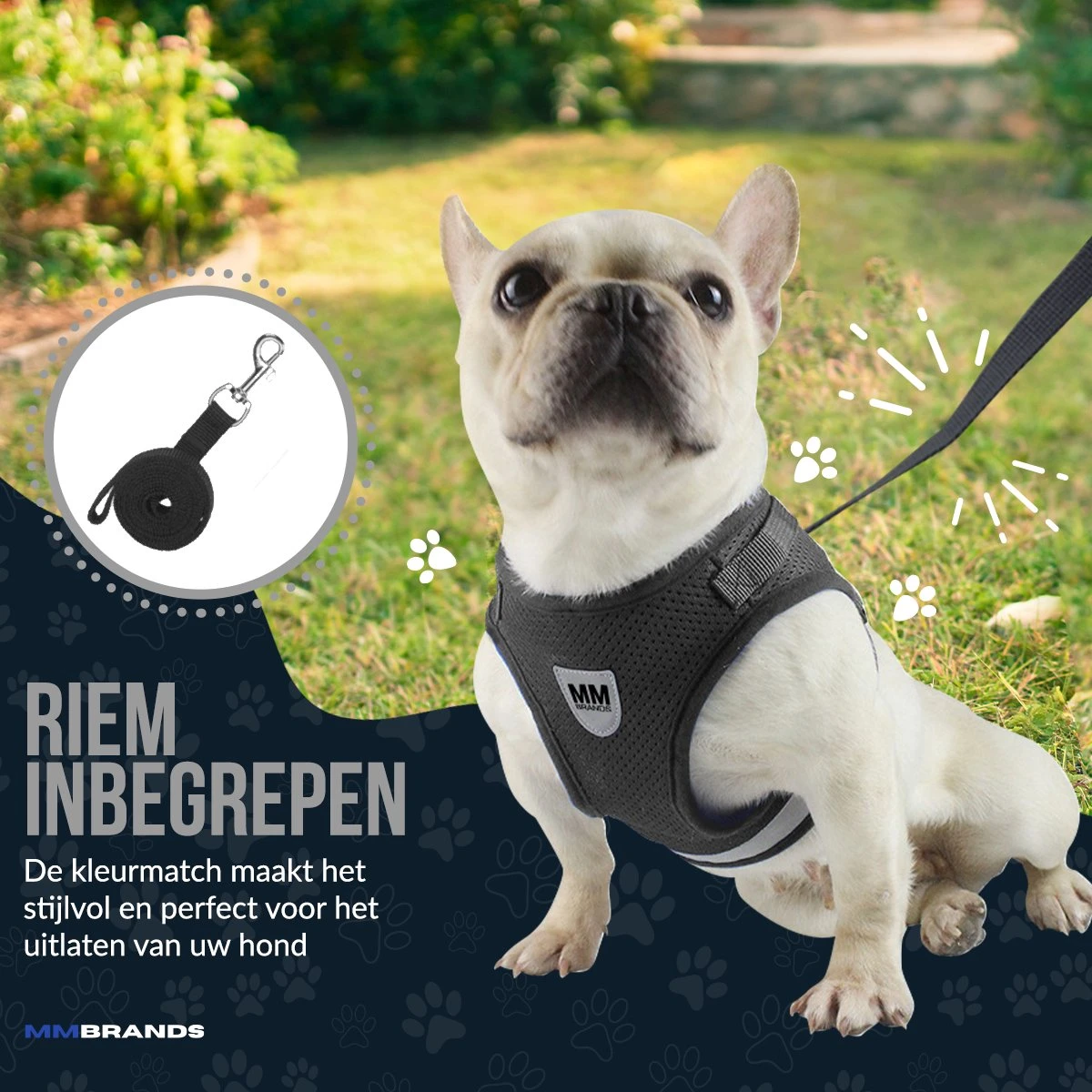 MM Brands Hondentuig - Harnas Hond - Y Tuig - Reflectie - Small - Zwart 7 MM Brands Hondentuig - Harnas Hond - Y Tuig - Reflectie - Small - Zwart - Image 5