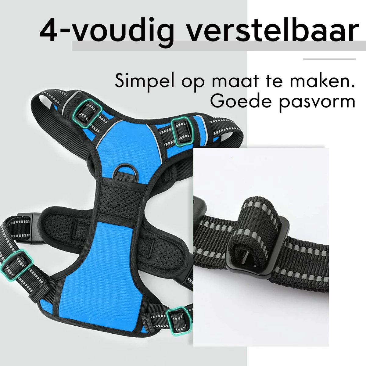 Sharon B - Hondentuigje - Voor Middelgrote Honden - Blauw - Maat M - No Pull Harnas - Anti Trek - Reflecterend - Hoeft Niet Over Het Hoofd Aangetrokken Te Worden 4 Sharon B - Hondentuigje - Voor Middelgrote Honden - Blauw - Maat M - No Pull Harnas - Anti Trek - Reflecterend - Hoeft Niet Over Het Hoofd Aangetrokken Te Worden - Image 2