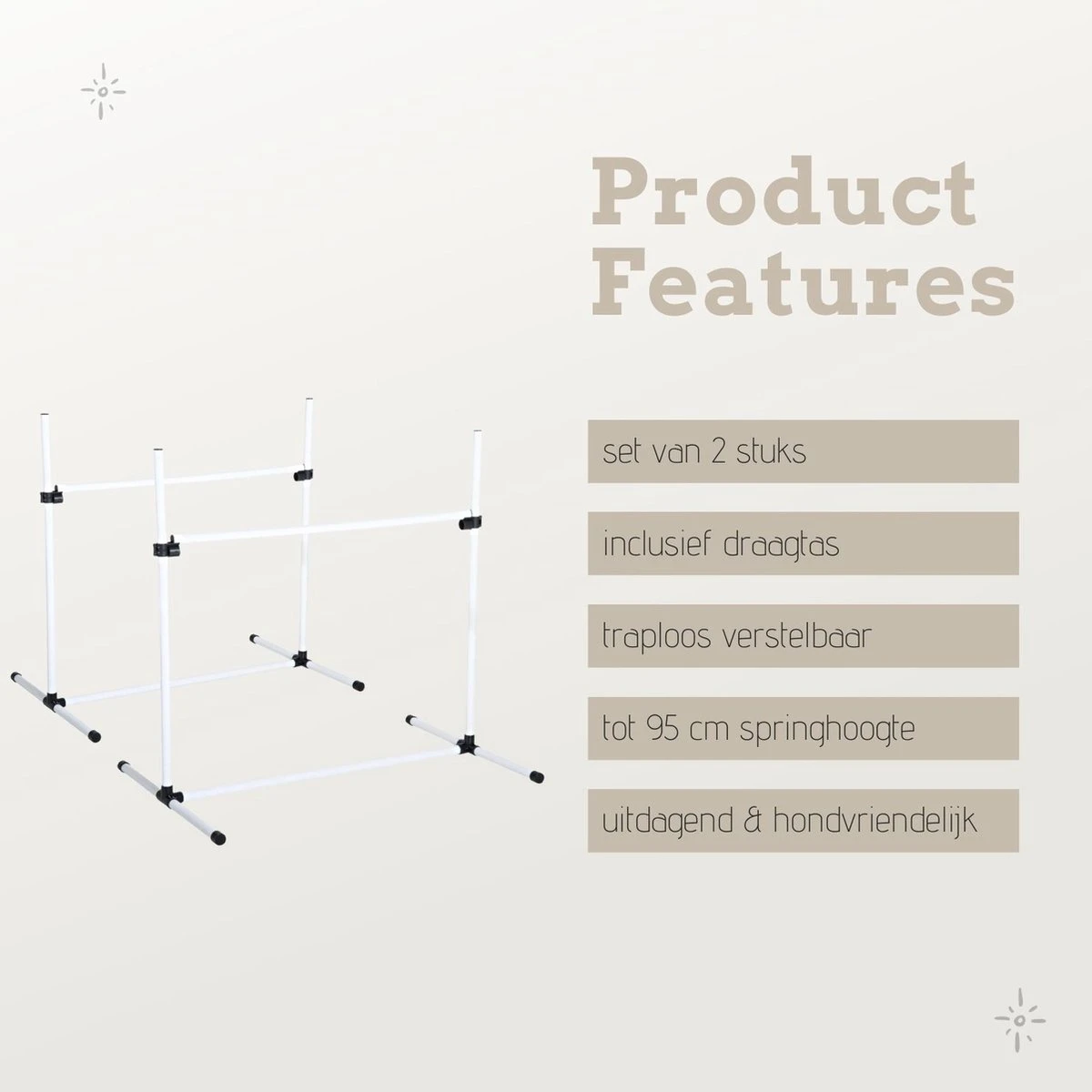 Agility Voor De Hond - Horde - Twee Hordes - Horde Set - Tot 95 Cm - Honden Behendigheidsset - Horde - Agility Voor De Hond 4 Agility Voor De Hond - Horde - Twee Hordes - Horde Set - Tot 95 Cm - Honden Behendigheidsset - Horde - Agility Voor De Hond - Image 2