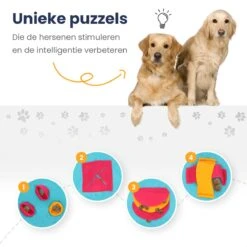 Snuffelmat 70x70cm Inclusief Rubberen Massage Bal & E-book - Speelmat Hond - Denkspel Hond - Puppy Speelgoed - Anti Schrok Mat - Honden Snoepjes - Cadeau Tip -Huisdierbenodigdheden Korting 1200x1200 1735