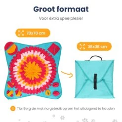 Snuffelmat 70x70cm Inclusief Rubberen Massage Bal & E-book - Speelmat Hond - Denkspel Hond - Puppy Speelgoed - Anti Schrok Mat - Honden Snoepjes - Cadeau Tip -Huisdierbenodigdheden Korting 1200x1200 1736