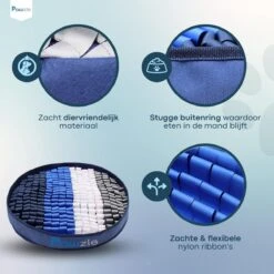 Pawzle Snuffelmat Hond - Likmat - Anti Schrokbak - Honden Speelgoed Intelligentie - Puppy - Inclusief Speelbal - 50x50cm - Blauw -Huisdierbenodigdheden Korting 1200x1200 1752