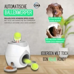 Ceka - Automatische Ballenwerper Hond - Met Voer / Beloning Systeem - Honden Speelgoed Intelligentie - Inclusief 2 Tennisbalen + Voerschep -Huisdierbenodigdheden Korting 1200x1200 1778
