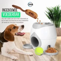 Ceka - Automatische Ballenwerper Hond - Met Voer / Beloning Systeem - Honden Speelgoed Intelligentie - Inclusief 2 Tennisbalen + Voerschep -Huisdierbenodigdheden Korting 1200x1200 1779