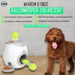 Ceka - Automatische Ballenwerper Hond - Met Voer / Beloning Systeem - Honden Speelgoed Intelligentie - Inclusief 2 Tennisbalen + Voerschep -Huisdierbenodigdheden Korting 1200x1200 1780