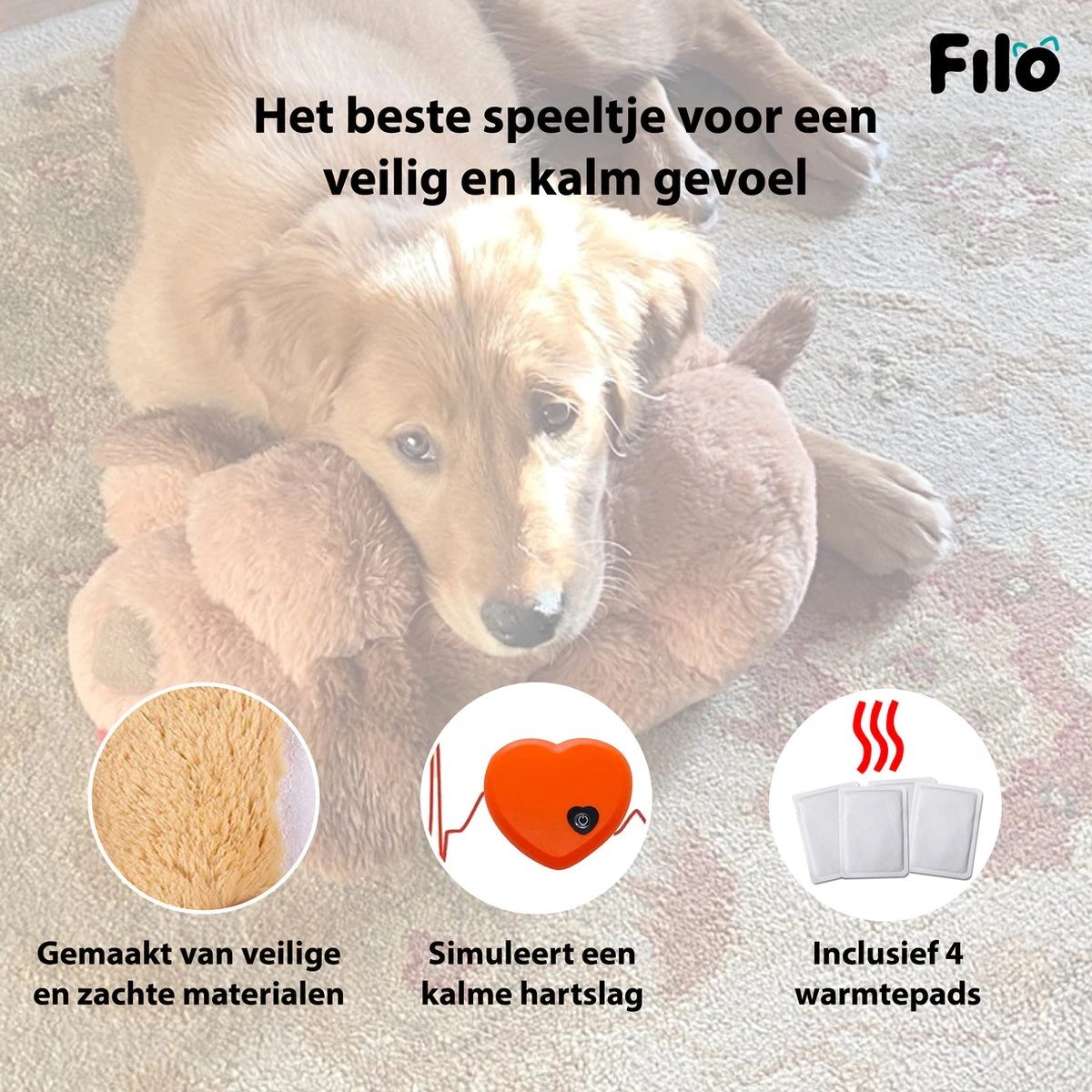 Filo Hondenknuffel Met Hartslag En Warmtebron - Hartslagknuffel Hondenspeelgoed Snuggle Puppy - Knuffel Met Hartslag - Heartbeat Knuffel Hond 5 Filo Hondenknuffel Met Hartslag En Warmtebron - Hartslagknuffel Hondenspeelgoed Snuggle Puppy - Knuffel Met Hartslag - Heartbeat Knuffel Hond - Image 3
