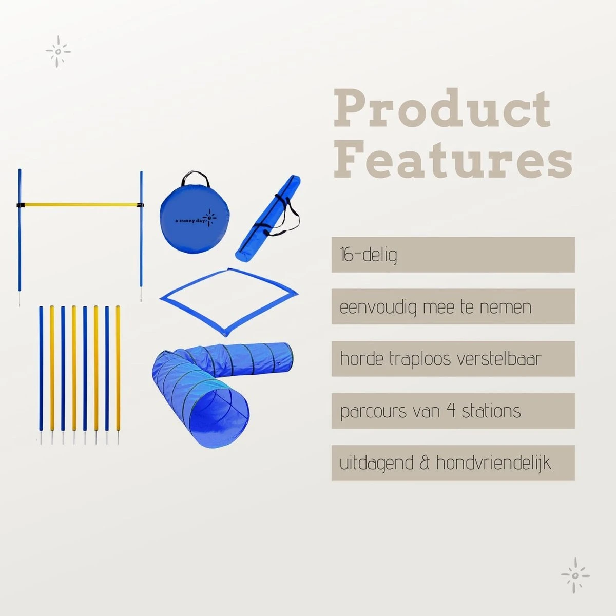 Agility Voor De Hond - Agility Set- Hondentunnel 300 Cm- Slalom Set - Horde - Startveld - Honden Behendigheidsset - 16 Delig - Tunnel - Slalom - Horde - Agility Set Voor De Hond - Agility Set 4 Agility Voor De Hond - Agility Set- Hondentunnel 300 Cm- Slalom Set - Horde - Startveld - Honden Behendigheidsset - 16 Delig - Tunnel - Slalom - Horde - Agility Set Voor De Hond - Agility Set - Image 2