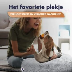 Pet Perfect Donut Hondenmand XXL - 100cm - Fluffy Hondenkussen - Hondenbed - Créme/Bruin -Huisdierbenodigdheden Korting 1200x1200 1989