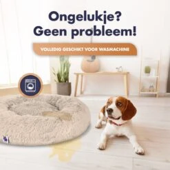 Pet Perfect Donut Hondenmand XXL - 100cm - Fluffy Hondenkussen - Hondenbed - Créme/Bruin -Huisdierbenodigdheden Korting 1200x1200 1992