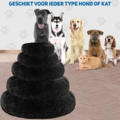 Pawzle Hondenmand - Donut Hondenkussen - Kattenmand - Bed Voor Honden & Katten - Wasbaar - 50cm - Zwart -Huisdierbenodigdheden Korting 1200x1200 2011