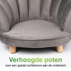 Maxxpro Katten- En Hondenstoel - Grijs - Verhoogd Met Houten Poten - Fluweel Materiaal - 61.5 X 52 X 33 CM - Huisdieren Tot 80 KG -Huisdierbenodigdheden Korting 1200x1200 2126