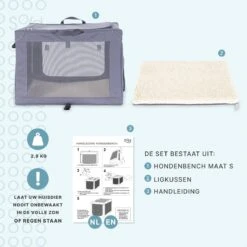 Hondenbench Opvouwbaar - Autobench Hond - Reisbench - Transportbox - Max Gewicht Hond 12 Kg - Grijs - 61x46x43 Cm -Huisdierbenodigdheden Korting 1200x1200 2308