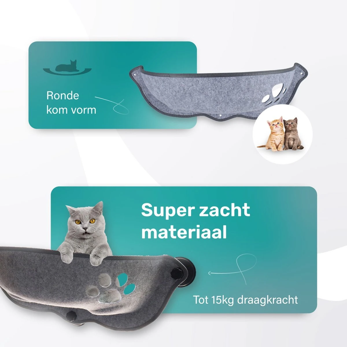 Kattenhangmat - Voor Aan Het Raam - Kom Vorm - Kattenmand - Raam - Hangmat Kat - Dieren - Kattenbed - Kattenmand - Slaapplek - Ligplaats - Grijs 4 Kattenhangmat - Voor Aan Het Raam - Kom Vorm - Kattenmand - Raam - Hangmat Kat - Dieren - Kattenbed - Kattenmand - Slaapplek - Ligplaats - Grijs - Image 2