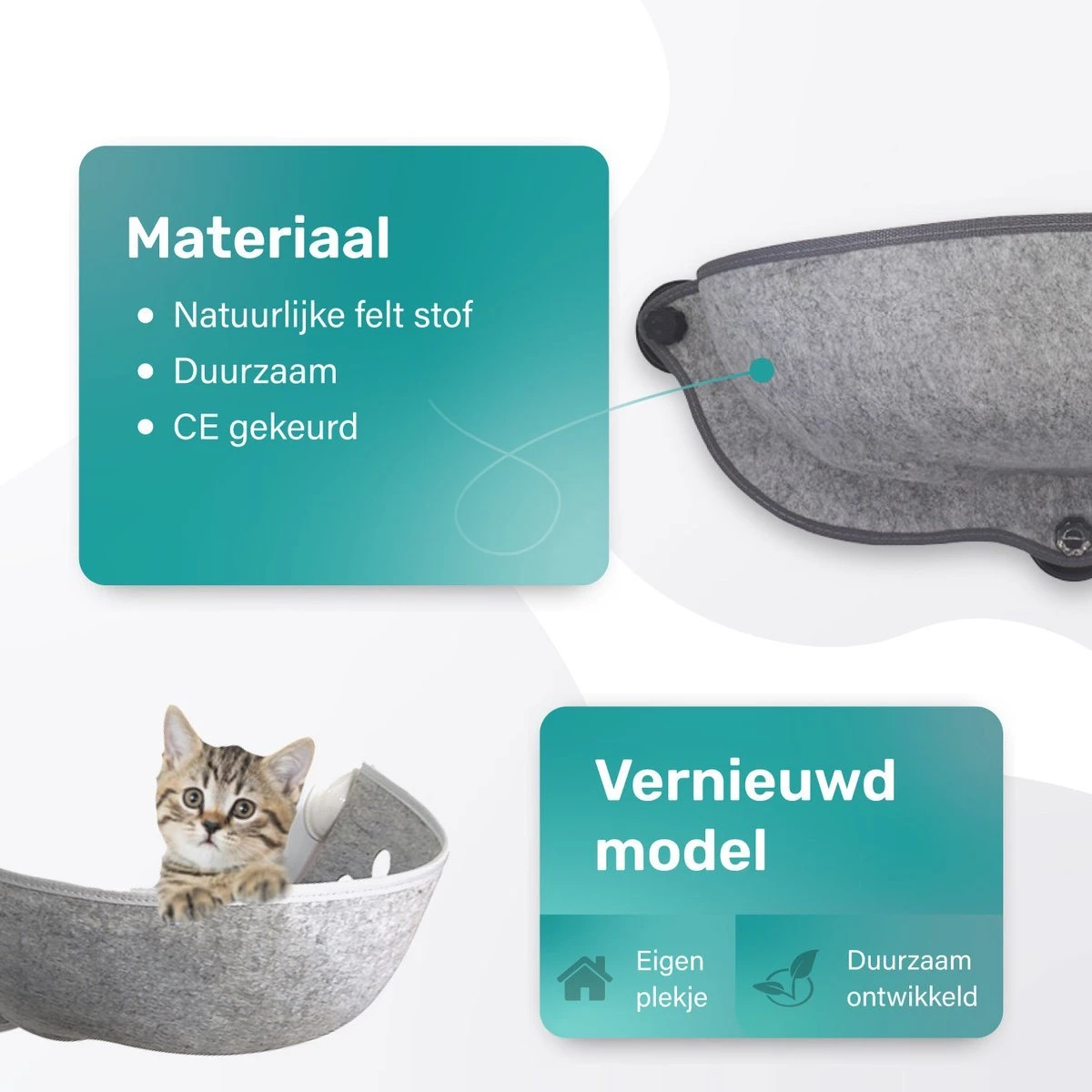 Kattenhangmat - Voor Aan Het Raam - Kom Vorm - Kattenmand - Raam - Hangmat Kat - Dieren - Kattenbed - Kattenmand - Slaapplek - Ligplaats - Grijs 9 Kattenhangmat - Voor Aan Het Raam - Kom Vorm - Kattenmand - Raam - Hangmat Kat - Dieren - Kattenbed - Kattenmand - Slaapplek - Ligplaats - Grijs - Image 7