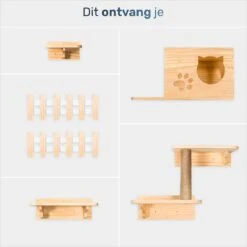Katten Klimmuur - Complete Set - Krabpaal - Huisje - Ladders - Plateaus - Katten Klim Wand - Krabpaal Muur - Klimmuur Kat - Krabpaal Voor Grote Katten - Klimwand -Huisdierbenodigdheden Korting 1200x1200 2342