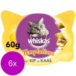 Whiskas Temptations 60 G - Kattensnack - 6 X Kip&Kaas -Huisdierbenodigdheden Korting 1200x1200 2514
